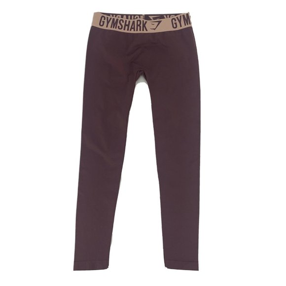 Women's Gymshark Active Logo Band Solid Fit Seamless Leggings Mauve Small EUC‎ - Picture 1 of 5